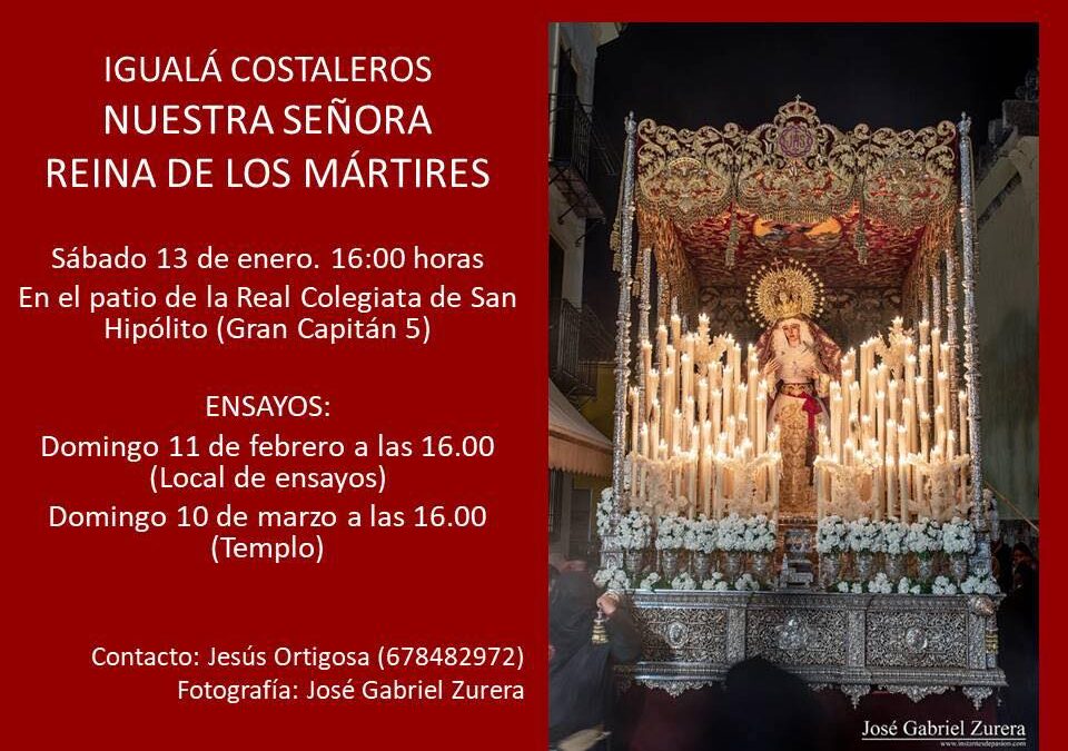 Igualá de costaleros de Nuestra Señora Reina de los Mártires